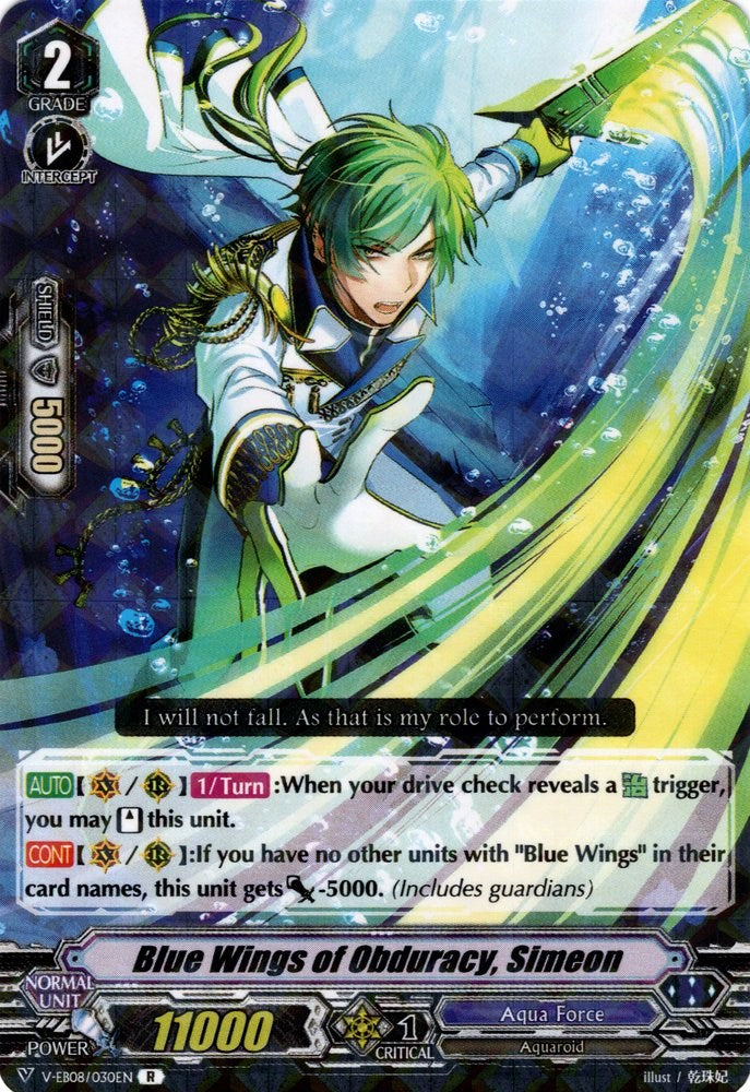 Blue Wings of Obduracy, Simeon (V-EB08/030EN) [My Glorious Justice] | Pegasus Games WI