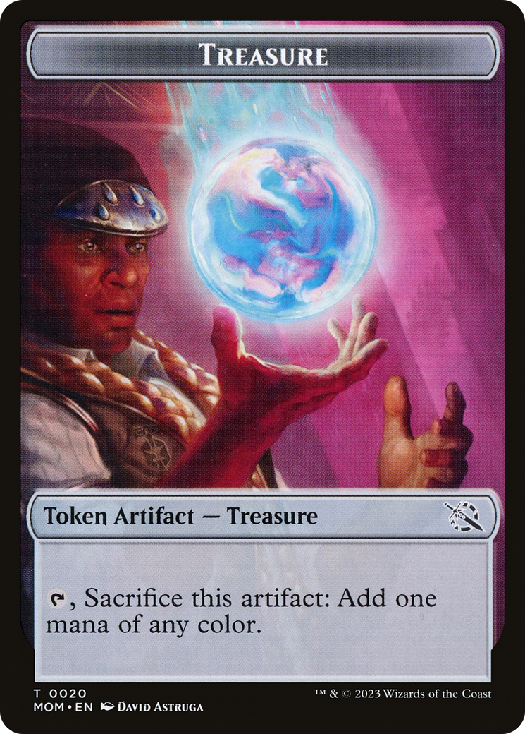 Treasure (20) // Teferi Akosa of Zhalfir Emblem Double-Sided Token [March of the Machine Tokens] | Pegasus Games WI