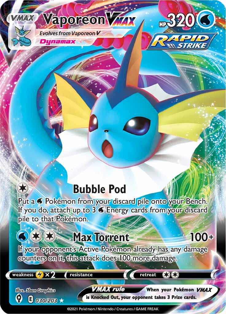Vaporeon VMAX (030/203) [Sword & Shield: Evolving Skies] | Pegasus Games WI