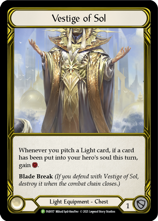 Vestige of Sol (Golden) [FAB017] (Promo)  Cold Foil | Pegasus Games WI