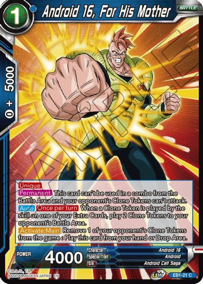 Android 16, For His Mother (EB1-21) [Battle Evolution Booster] | Pegasus Games WI