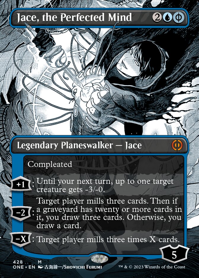 Jace, the Perfected Mind (Borderless Manga Step-and-Compleat Foil) [Phyrexia: All Will Be One] | Pegasus Games WI