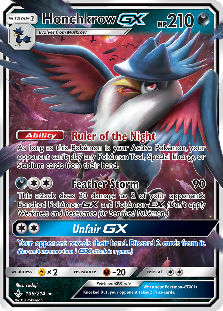 Honchkrow GX (109/214) [Sun & Moon: Unbroken Bonds] | Pegasus Games WI