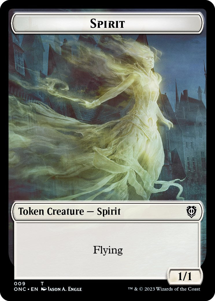 Human // Spirit Double-Sided Token [Phyrexia: All Will Be One Commander Tokens] | Pegasus Games WI