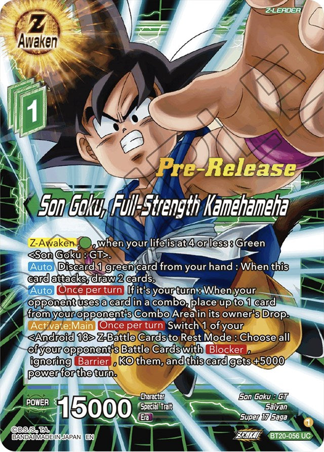 Son Goku, Full-Strength Kamehameha (BT20-056) [Power Absorbed Prerelease Promos] | Pegasus Games WI