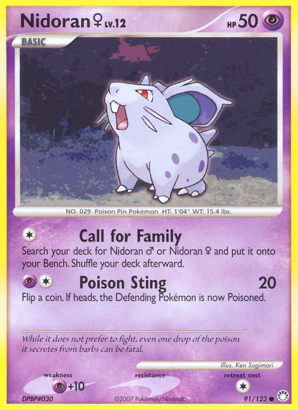 Nidoran (91/123) (Female) [Diamond & Pearl: Mysterious Treasures] | Pegasus Games WI