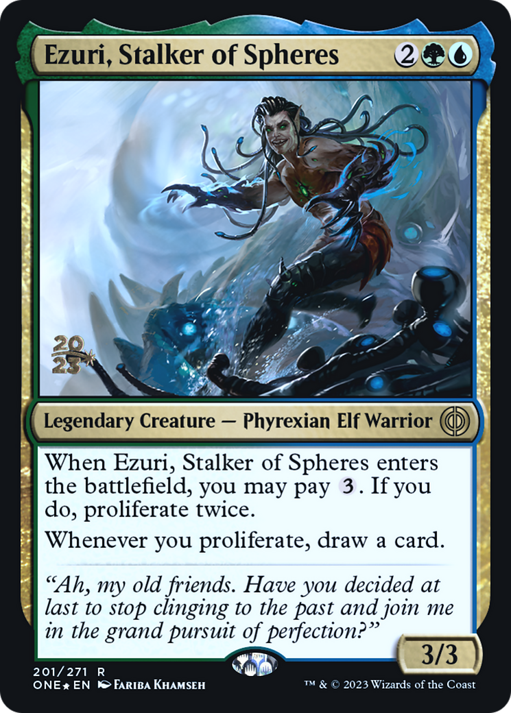 Ezuri, Stalker of Spheres [Phyrexia: All Will Be One Prerelease Promos] | Pegasus Games WI