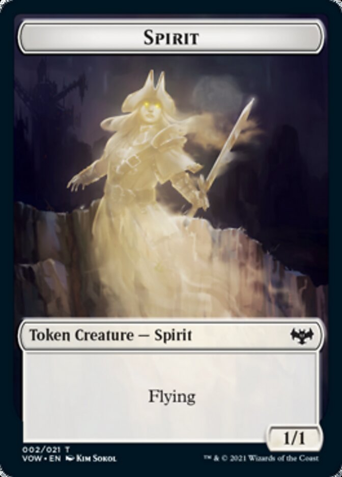 Spirit (002) // Copy Double-Sided Token [Innistrad: Crimson Vow Tokens] | Pegasus Games WI