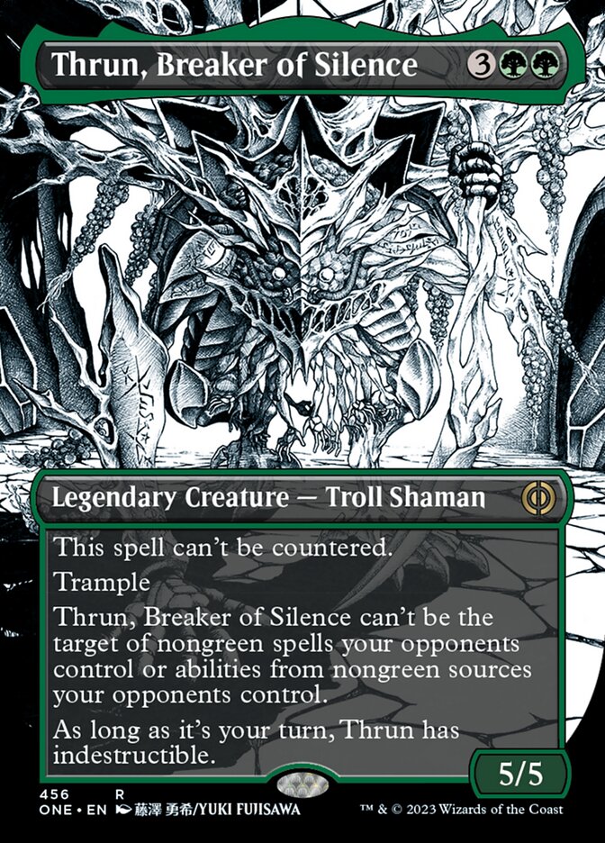Thrun, Breaker of Silence (Borderless Manga Step-and-Compleat Foil) [Phyrexia: All Will Be One] | Pegasus Games WI