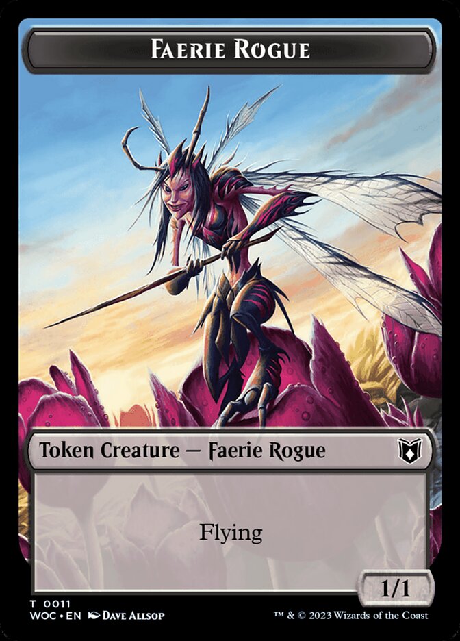 Faerie Rogue // Faerie (0011) Double-Sided Token [Wilds of Eldraine Commander Tokens] | Pegasus Games WI