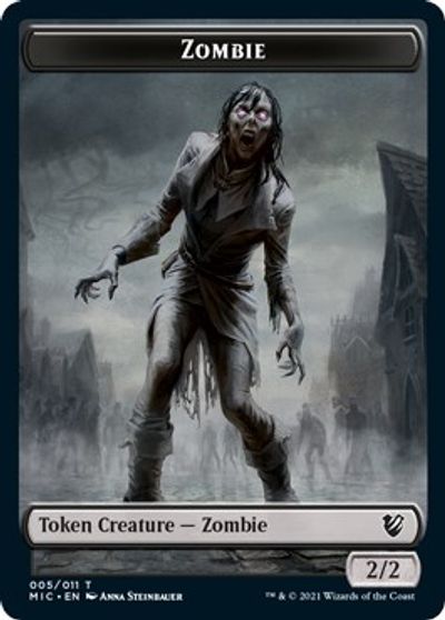 Zombie // Zombie Double-Sided Token (005 MIC/005 MID) [Innistrad: Midnight Hunt Commander Tokens] | Pegasus Games WI