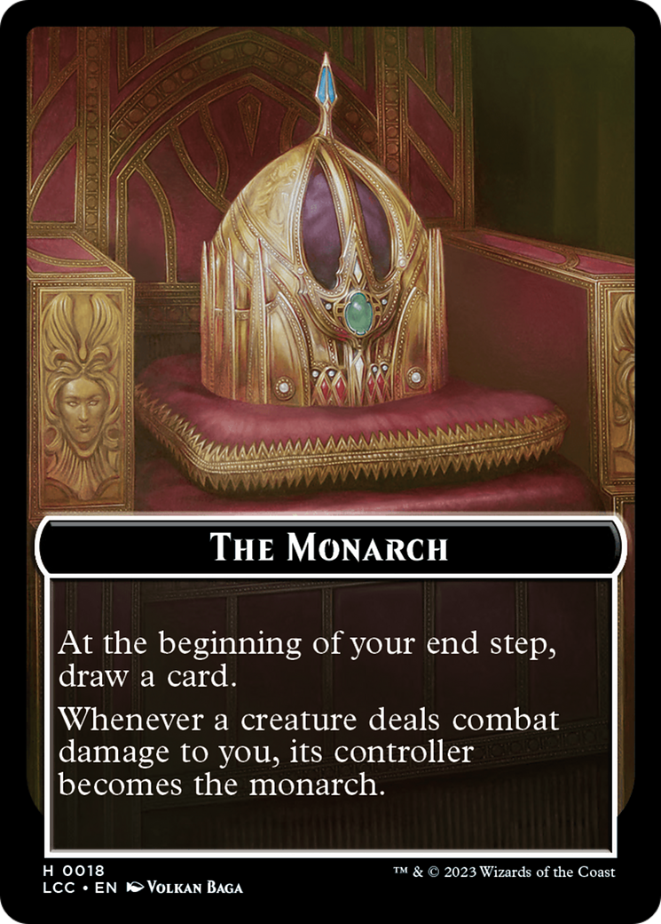 The Monarch // Dinosaur Double-Sided Token [The Lost Caverns of Ixalan Commander Tokens] | Pegasus Games WI
