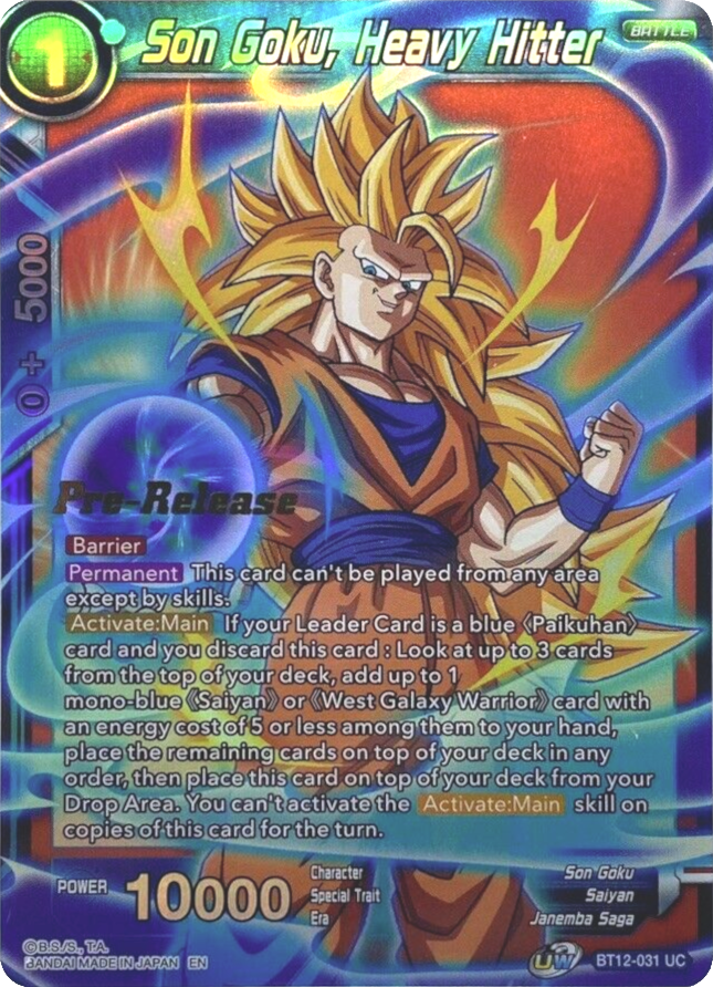 Son Goku, Heavy Hitter (BT12-031) [Vicious Rejuvenation Prerelease Promos] | Pegasus Games WI
