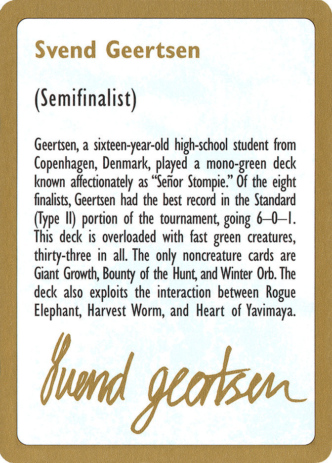 Svend Geertsen Bio [World Championship Decks 1997] | Pegasus Games WI