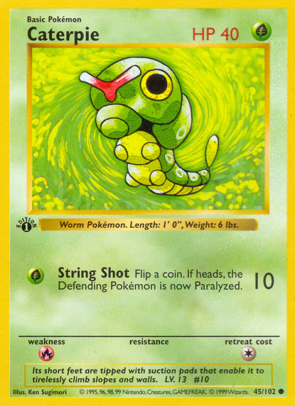 Caterpie (45/102) (Shadowless) [Base Set 1st Edition] | Pegasus Games WI