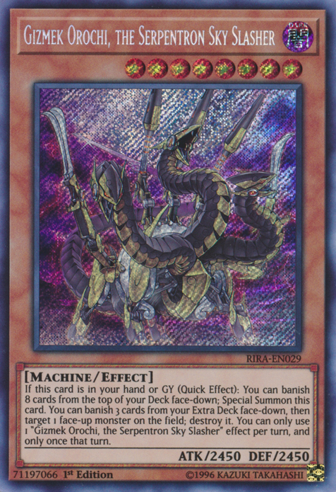 Gizmek Orochi, the Serpentron Sky Slasher [RIRA-EN029] Secret Rare | Pegasus Games WI