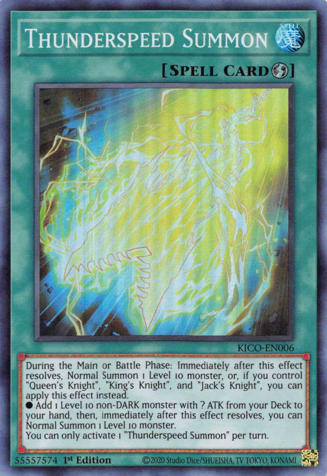 Thunderspeed Summon (Super Rare) [KICO-EN006] Super Rare | Pegasus Games WI