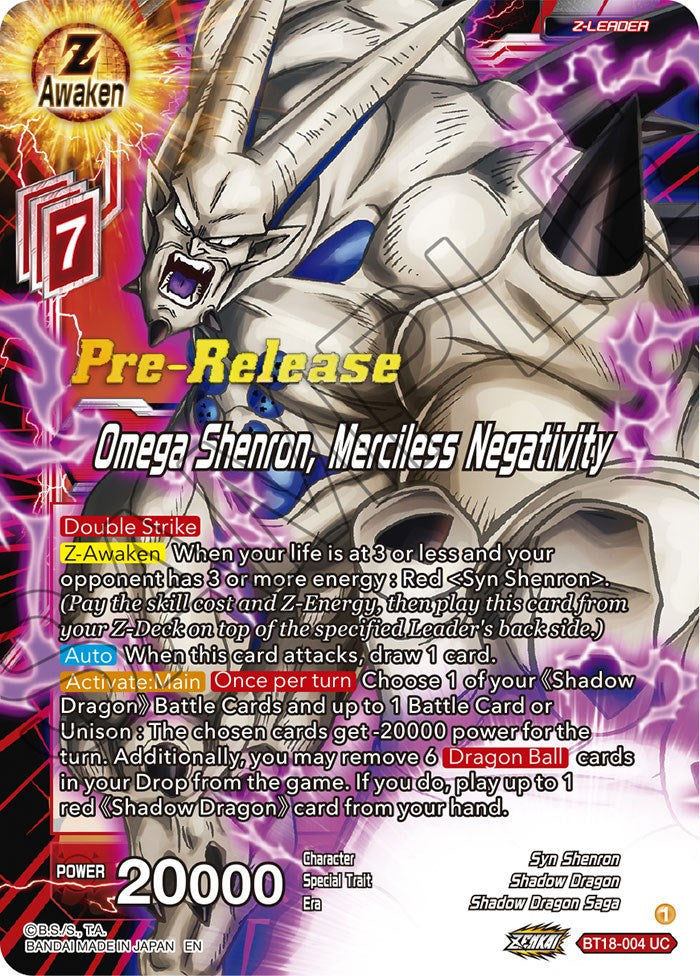 Omega Shenron, Merciless Negativity (BT18-004) [Dawn of the Z-Legends Prerelease Promos] | Pegasus Games WI