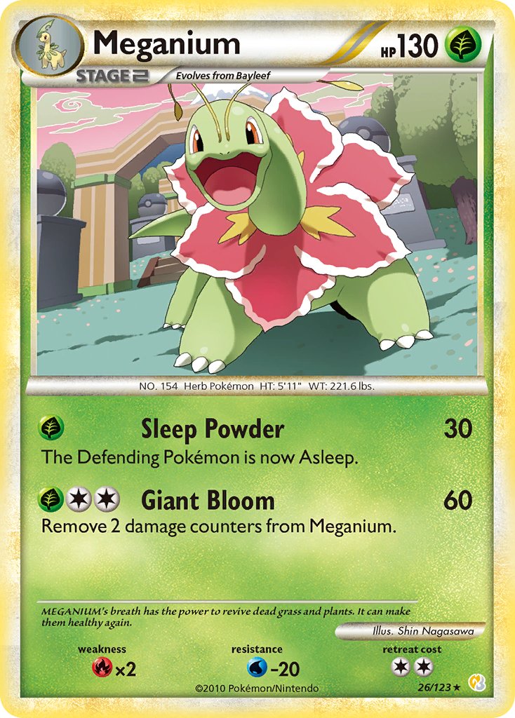 Meganium (26/123) (Theme Deck Exclusive) [HeartGold & SoulSilver: Base Set] | Pegasus Games WI