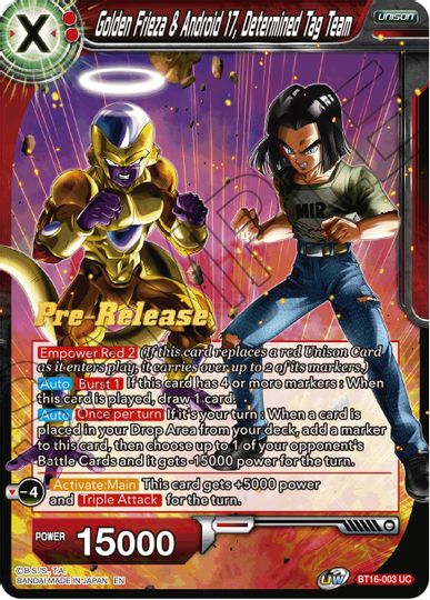 Golden Frieza & Android 17, Determined Tag Team (BT16-003) [Realm of the Gods Prerelease Promos] | Pegasus Games WI