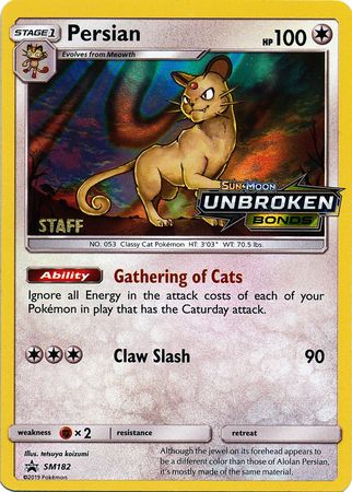 Persian (SM182) (Staff Prerelease Promo) [Sun & Moon: Black Star Promos] | Pegasus Games WI