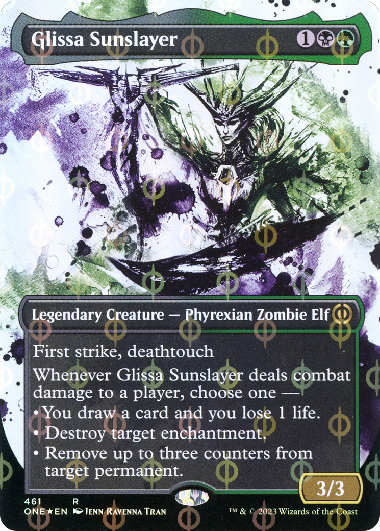 Glissa Sunslayer (Borderless Ichor Step-and-Compleat Foil) [Phyrexia: All Will Be One] | Pegasus Games WI