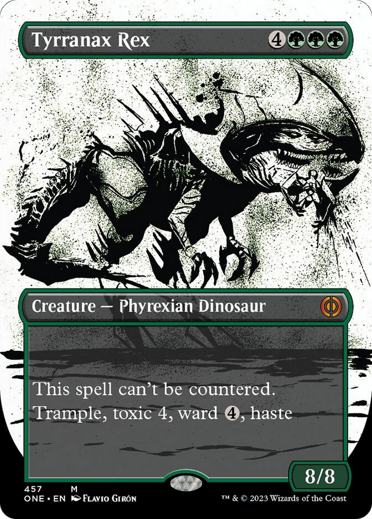 Tyrranax Rex (Borderless Ichor Step-and-Compleat Foil) [Phyrexia: All Will Be One] | Pegasus Games WI