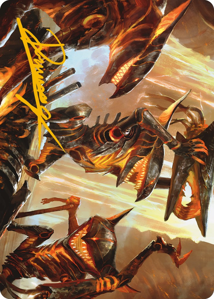 Gleeful Demolition Art Card (Gold-Stamped Signature) [Phyrexia: All Will Be One Art Series] | Pegasus Games WI