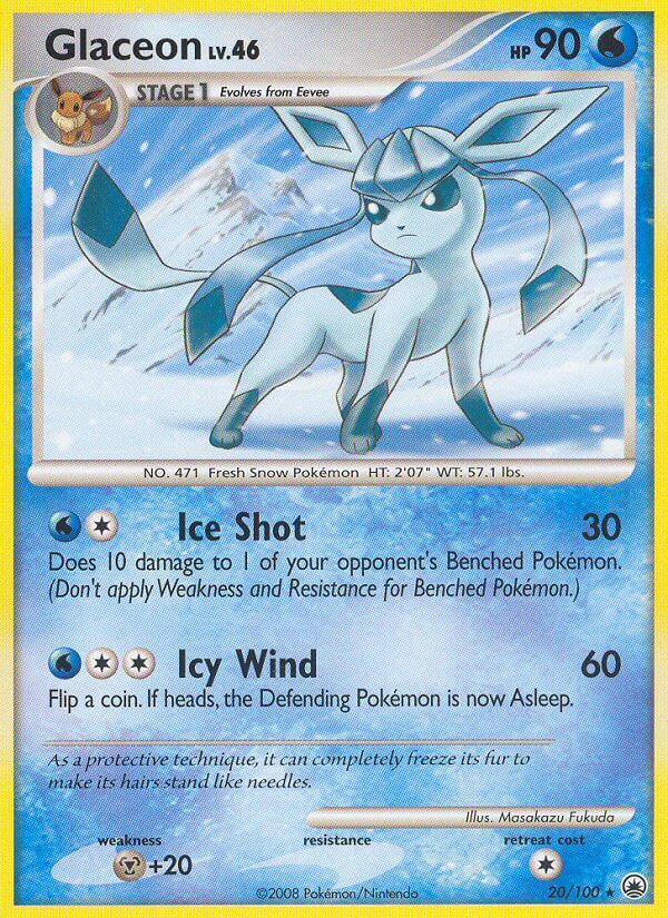 Glaceon (20/100) (Theme Deck Exclusive) [Diamond & Pearl: Majestic Dawn] | Pegasus Games WI