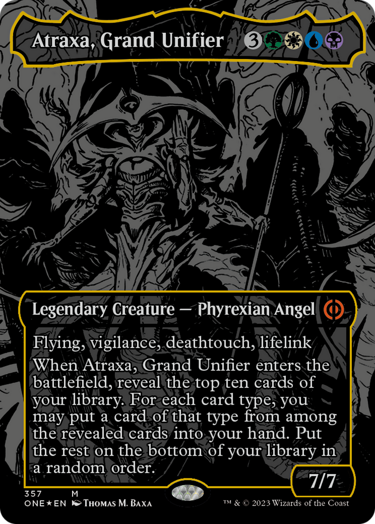 Atraxa, Grand Unifier (Oil Slick Raised Foil) [Phyrexia: All Will Be One] | Pegasus Games WI