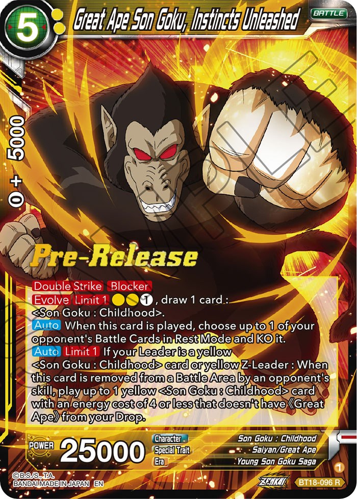 Great Ape Son Goku, Instincts Unleashed (BT18-096) [Dawn of the Z-Legends Prerelease Promos] | Pegasus Games WI