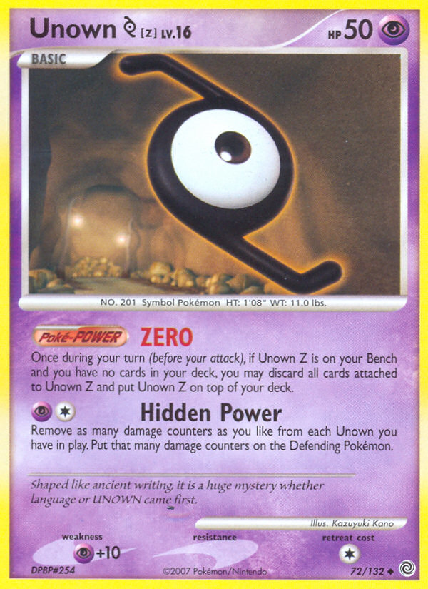 Unown Z (72/132) [Diamond & Pearl: Secret Wonders] | Pegasus Games WI