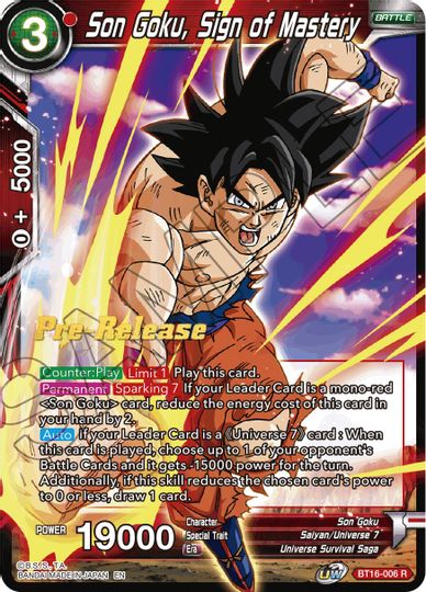 Son Goku, Sign of Mastery (BT16-006) [Realm of the Gods Prerelease Promos] | Pegasus Games WI