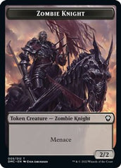 Zombie Knight // Warrior Double-Sided Token [Dominaria United Commander Tokens] | Pegasus Games WI