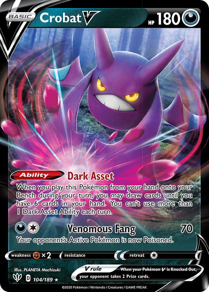 Crobat V (104/189) [Sword & Shield: Darkness Ablaze] | Pegasus Games WI