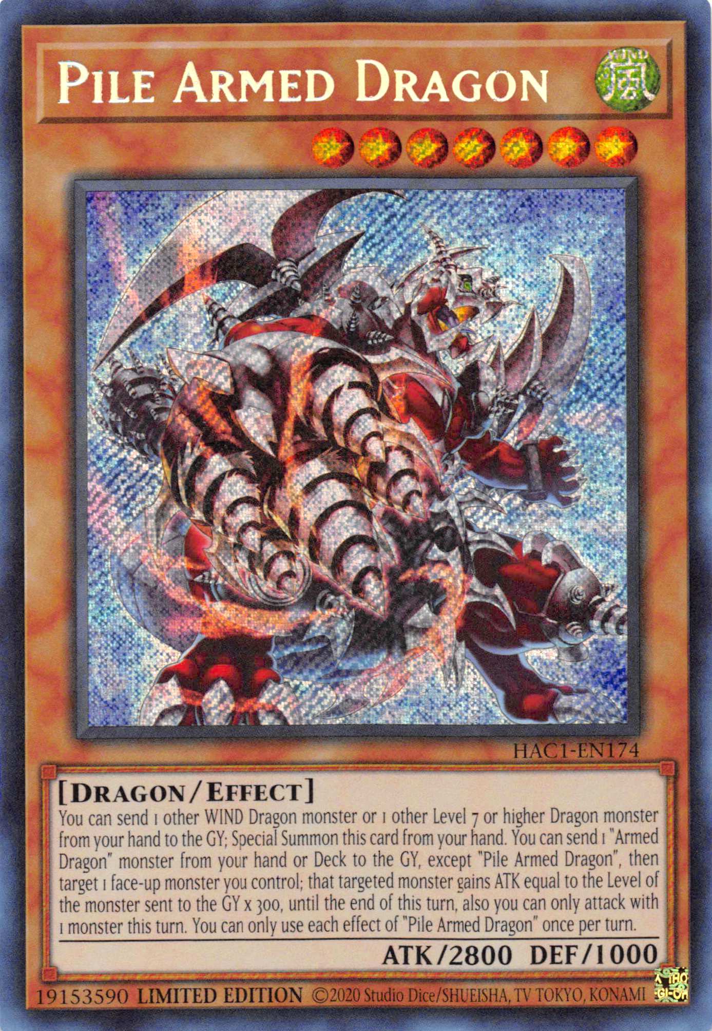 Pile Armed Dragon [HAC1-EN174] Secret Rare | Pegasus Games WI