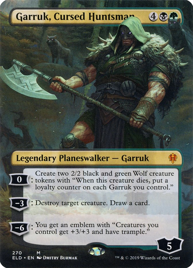 Garruk, Cursed Huntsman (Borderless) [Throne of Eldraine] | Pegasus Games WI