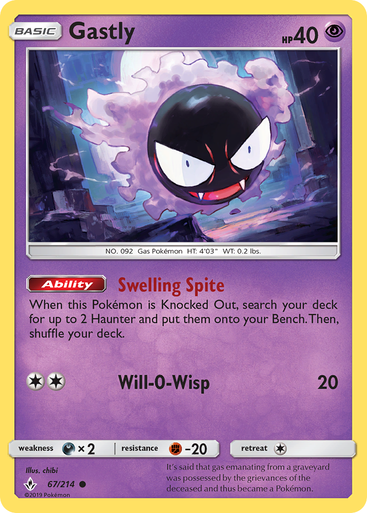 Gastly (67/214) [Sun & Moon: Unbroken Bonds] | Pegasus Games WI