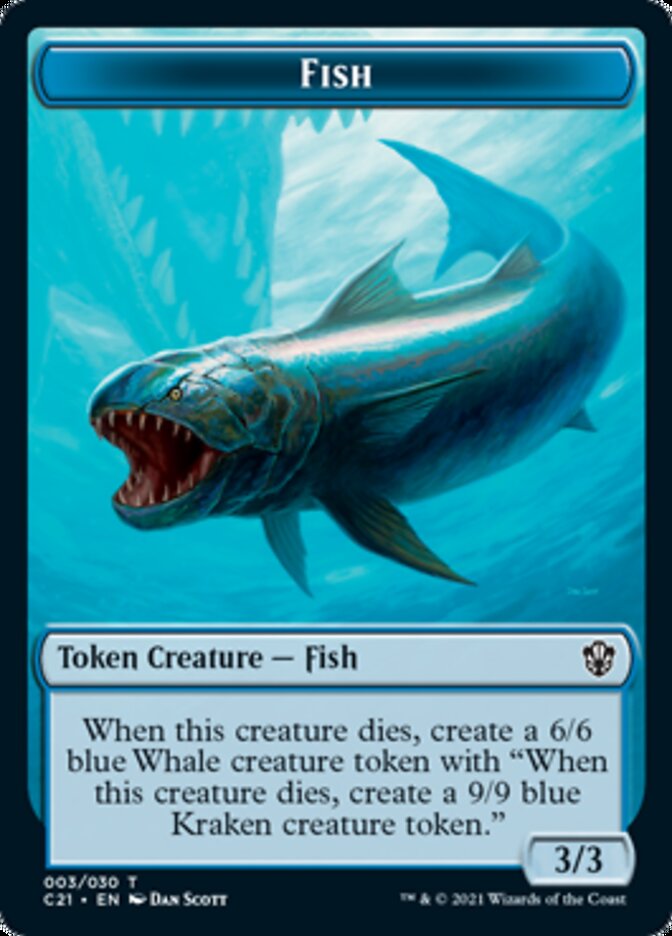 Beast (010) // Fish Double-Sided Token [Commander 2021 Tokens] | Pegasus Games WI
