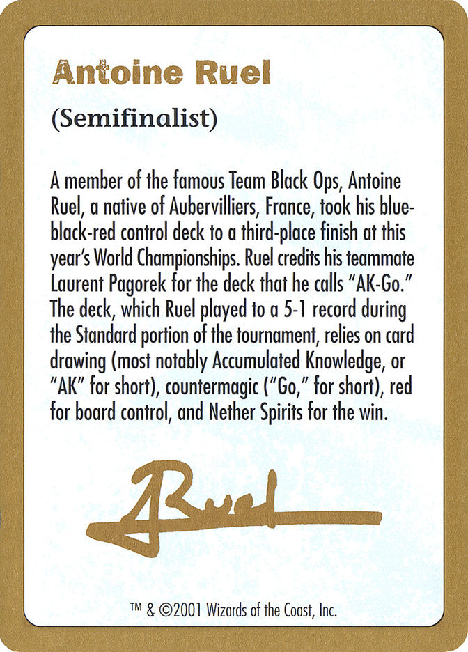 Antoine Ruel Bio [World Championship Decks 2001] | Pegasus Games WI