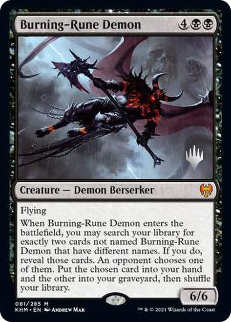 Burning-Rune Demon (Promo Pack) [Kaldheim Promos] | Pegasus Games WI