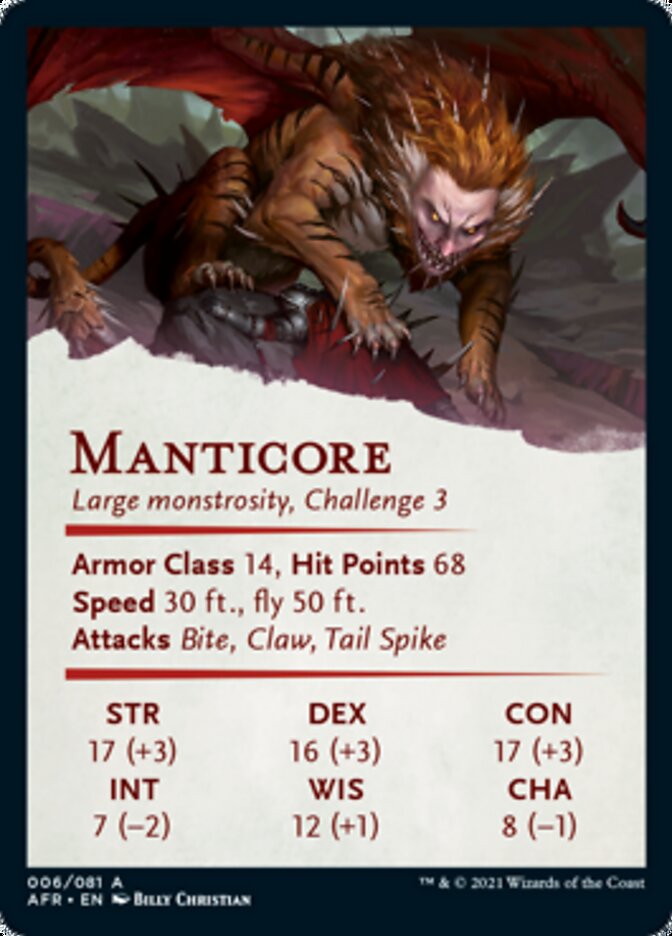 Manticore Art Card [Dungeons & Dragons: Adventures in the Forgotten Realms Art Series] | Pegasus Games WI