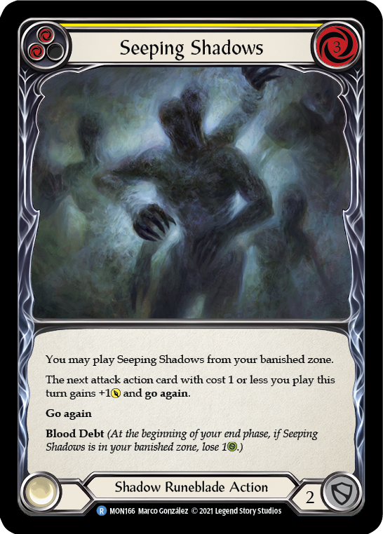 Seeping Shadows (Yellow) (Rainbow Foil) [MON166-RF] 1st Edition Rainbow Foil | Pegasus Games WI