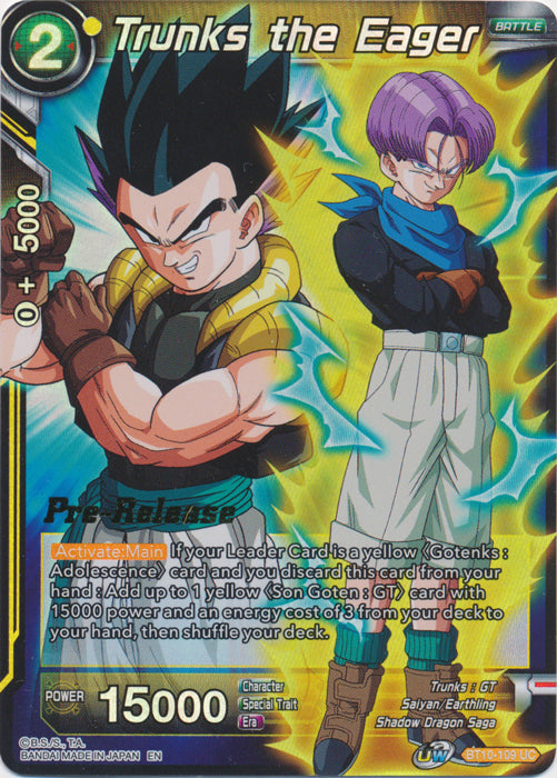 Trunks the Eager (BT10-109) [Rise of the Unison Warrior Prerelease Promos] | Pegasus Games WI