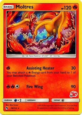 Moltres (38/214) (Charizard Stamp #46) [Battle Academy 2020] | Pegasus Games WI