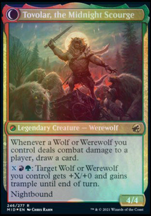 Tovolar, Dire Overlord // Tovolar, the Midnight Scourge [Innistrad: Midnight Hunt Prerelease Promos] | Pegasus Games WI