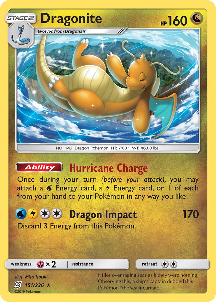 Dragonite (151/236) (Cracked Ice Holo) (Theme Deck Exclusives) [Sun & Moon: Unified Minds] | Pegasus Games WI