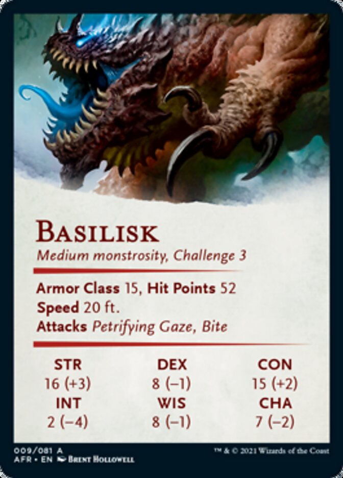 Basilisk Art Card (Gold-Stamped Signature) [Dungeons & Dragons: Adventures in the Forgotten Realms Art Series] | Pegasus Games WI
