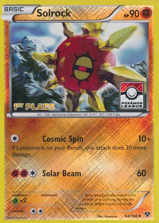 Solrock (64/146) (1st Place League Challenge Promo) [XY: Base Set] | Pegasus Games WI