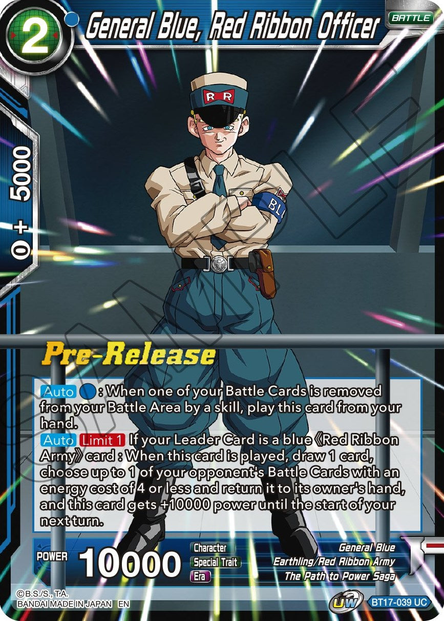 General Blue, Red Ribbon Officer (BT17-039) [Ultimate Squad Prerelease Promos] | Pegasus Games WI